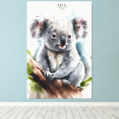 Koala -Aquarelle Peinture toile étirée Impression (Insitu (Plancher de Bois))