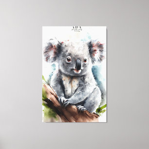 Koala -Aquarelle Peinture toile étirée Impression