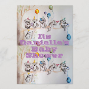 Koala Art Waterverf Girls Baby shower Uitnodiging