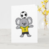 Koala as Soccer player with Soccer ball Kaart (Gele Bloem)