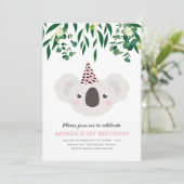 Koala Avec Casquette Rose Party Invitation Anniver (Debout devant)