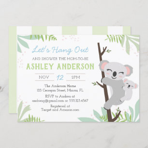 Koala Baby Boy Baby shower Uitnodiging