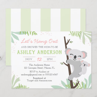 Koala Baby Girl Baby shower Uitnodiging