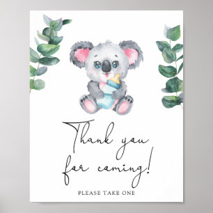 Koala baby shower - Bedankt voor je komst Poster
