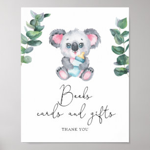 Koala baby shower - boeken kaarten en cadeaus poster