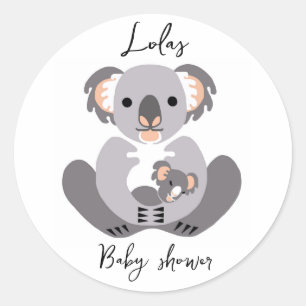 KOALA - Baby shower - Dier -gepersonaliseerd Ronde Sticker