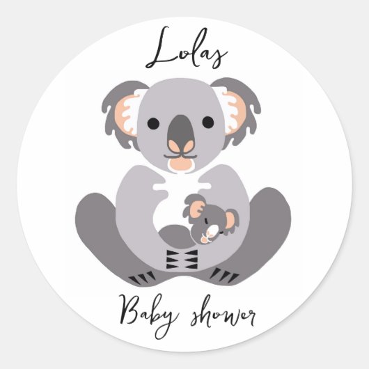 KOALA - Baby shower - Dier -gepersonaliseerd Ronde Sticker (Voorkant)