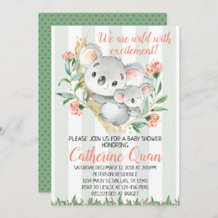 Koala Baby shower Uitnodiging