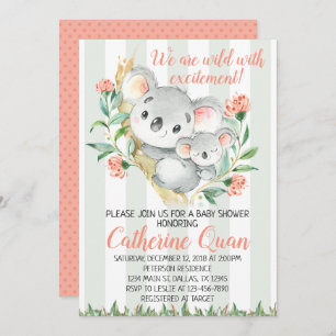 Koala Baby shower Uitnodiging