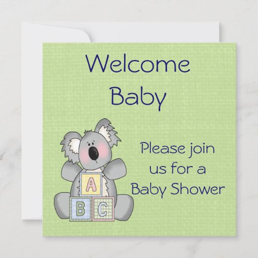 Koala Baby shower Uitnodiging (Voorkant)