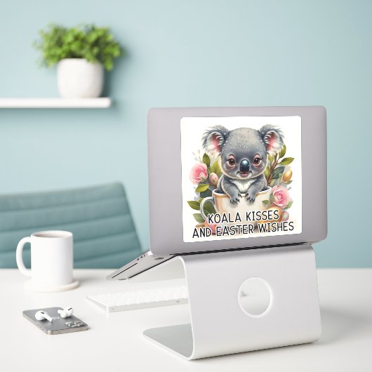 Koala Baisers Et Voeux De Pâques - Sticker De Pâqu (Ordinateur portable sur le bureau)