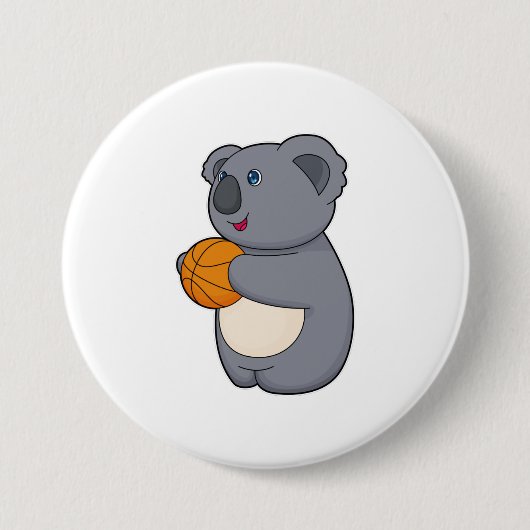 Koala Basketball-speler Basketball Ronde Button 7,6 Cm (Voorkant)