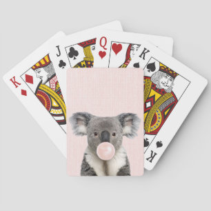 Koala Bblaast een roze bubbelgom Pokerkaarten