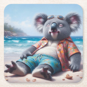 Koala Beach Vierkante Kartonnen Onderzetter