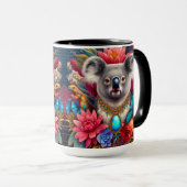 Koala Bear Australian Native Floral Art Mug (Devant droit)