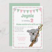 Koala Bear Invitation mignonne fête d'anniversaire (Devant / Derrière)