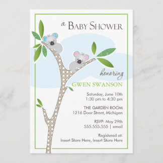 Koala Bears - Twins Baby Shower Invitations