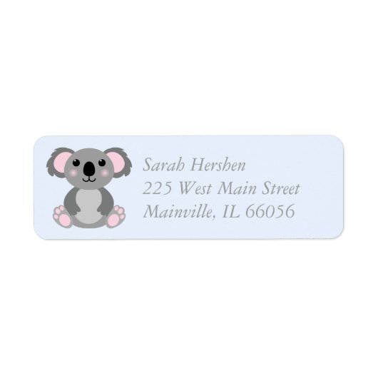 Koala Beer Baby shower Blauw Etiket (Voorkant)
