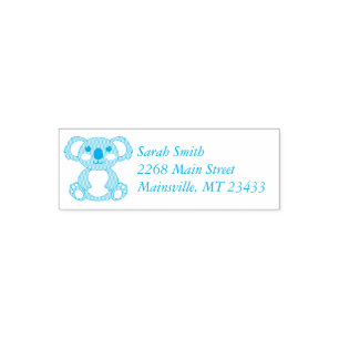 Koala Beer Baby shower Blue Boy Zelfinktende Stempel