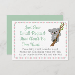 Koala Beer Baby shower brengt een boek Kaart roze 