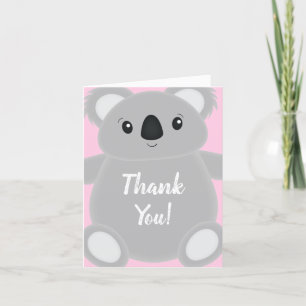 Koala Beer Baby shower Girl Bedankkaart