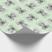 Koala Beer Baby shower Groene Genderneutraliteit Cadeaupapier (Hoek)
