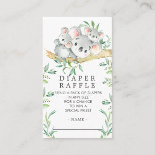 Koala Beer Baby shower Luier Raffle Ticket Informatiekaartje