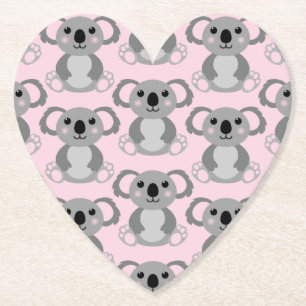 Koala Beer Baby shower Roze meisje Kartonnen Onderzetters