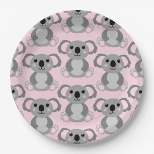 Koala Beer Baby shower Roze meisje Papieren Bordje