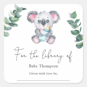 Koala Beer - Baby showers boekenplank Vierkante Sticker