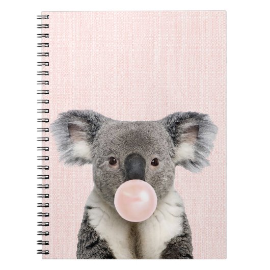 Koala Beer Bgloeiroze Bubble gom Notitieboek (Voorkant)