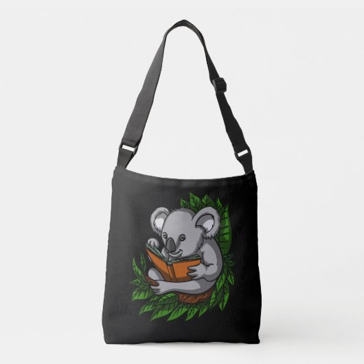 Koala Beer Book Reading Lover Cute Animal Crossbody Tas (Voorkant)