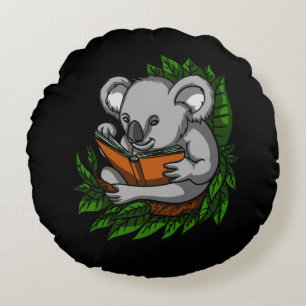 Koala Beer Book Reading Lover Cute Animal Rond Kussen