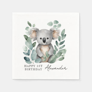 Koala Beer Boys 1st Birthday Party Servet