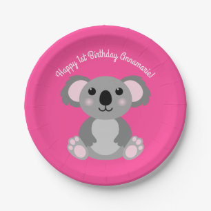 Koala Beer Cute Kind Birthday Party Papieren Bordje
