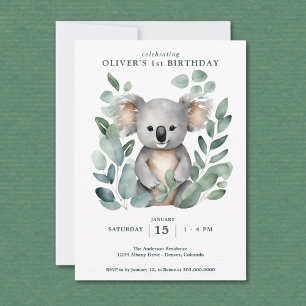 Koala Beer eerste verjaardag Kaart