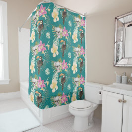 Koala Beer en Toucan Bird Blauwgroen Pattern Douchegordijn