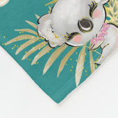 Koala Beer en Toucan Bird Pattern Monogram Fleece Deken (Hoek)