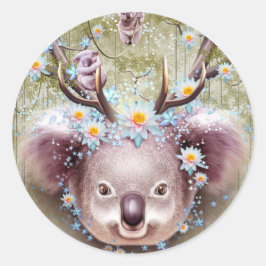 KOALA BEER HORNS UP RONDE STICKER