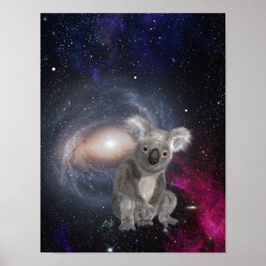 Koala-Beer in Space Fun Surreal-Poster Poster (Voorkant)