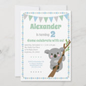 Koala Beer Invitation Cute Boy Birthday Party Kaart (Voorkant)