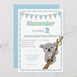 Koala Beer Invitation Cute Boy Birthday Party Kaart