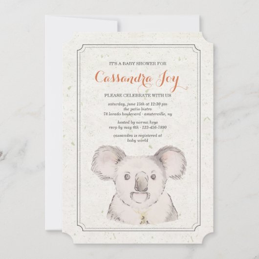 Koala Beer Invitation Kaart (Voorkant)