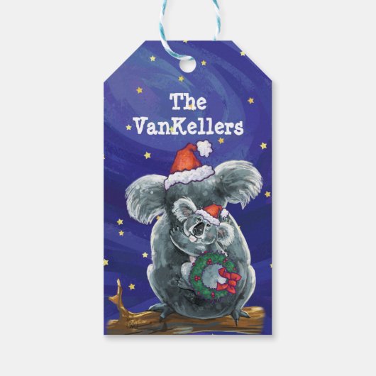 Koala Beer Kerstmis Cadeaulabel (Achterkant)