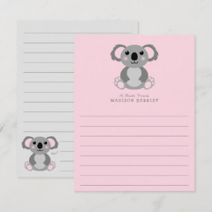 Koala Beer Kind Cute Flat Briefpapier Kaarten