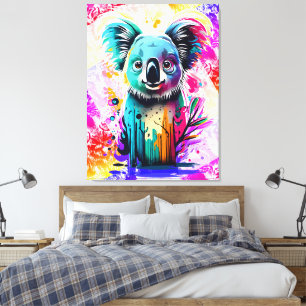 Koala Beer - Kleurrijke Koala Beer schilderij Canvas Afdruk