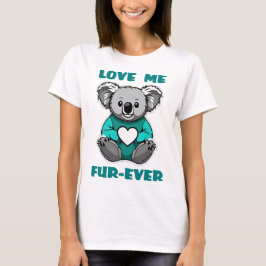 Koala Beer knuffelen Blauwgroen hart Valentijnsdag T-shirt