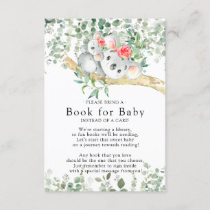 Koala Beer Meisjes Baby shower Boek voor Baby Kaar Informatiekaartje
