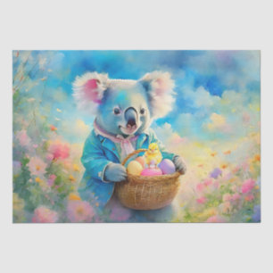 Koala-beer met een mandje paaseieren tissuepapier