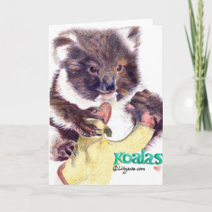 Koala Beer met gekleurde potloodgroet en briefkaar Kaart